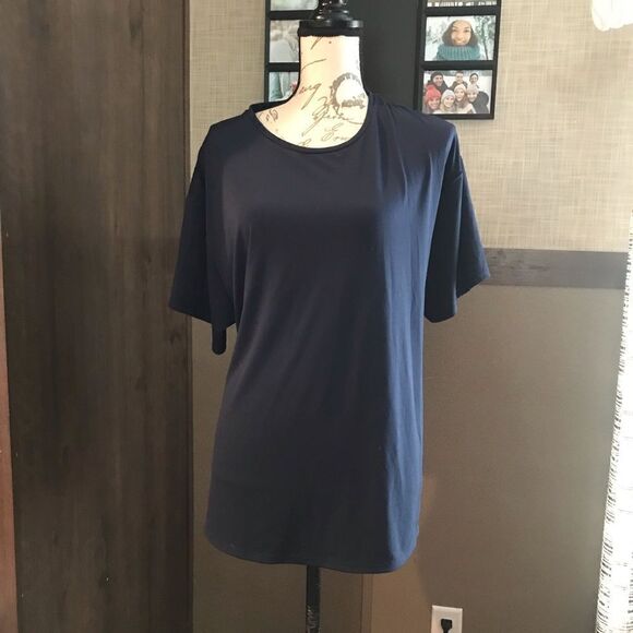 Ava Viv blue size XLarge womens short sleeve top ties in back - Picture 1 of 12